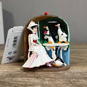 NIB Mary Poppins Disney Sketchbook Ornament With Penguins & Table Scene